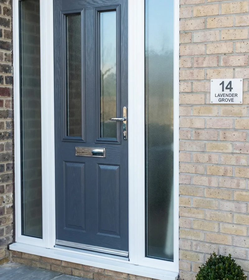 Composite Door with Glass Side Panels